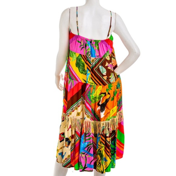 Anthropologie X Farm Rio Palila Fringed Midi Dress Size     X-Large. - Picture 4 of 15